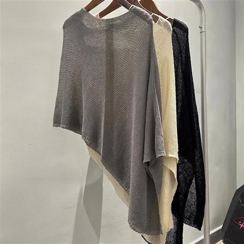 Women's%20Asymmetric%20Knit%20Cape%20Sheer%20Soft%20Knitted%20Poncho%20Pullovers%20Korean%20Fashion%20Spring%20Summer%20Lightweight%20Cover%20Up%20Outfit%20-%20Image%206