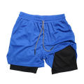 Men's Double Layer Fitness Shorts Men Fitness Gym Training 2 in 1 Sports Shorts Quick Dry Workout Jogging Double Deck Summer.