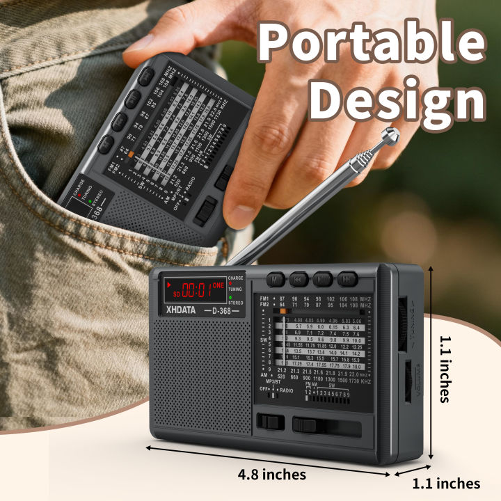 XHDATA%20D-368/D-328%20Portable%20Stereo%20Radio%20FM%20AM%20SW%20MP3%20Player%20with%20Bluetooth%20TF%20Card%20USB%20Rechargeable%20Battery%20for%20Elder%20%20-%20Image%203