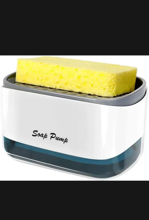 Dish Washing soap dispenser with sponge caddy holder for kitchen sink 2in 1 countertop soap pump dispenser