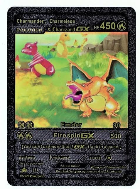 Pokemon Charmander Charmeleon Charizard GX HP450 Black Foil.