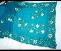 Sky Blue Floral Georgette Saree - Elegance in 12 Hat Length - Bohor-45 Inches - Including Blouse Piece.