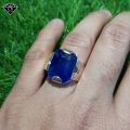 Genuine Blue Neelam Emerald Cut Neelam Ring 925 Sterling Silver – Astrology Approved Neelum Stone, Engagement & Wedding Jewelry for Men & Women, Luxury Design. 