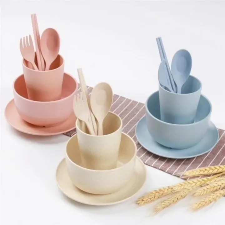 6%20Pcs/Set%20Wheat%20Straw%20Baby%20Tableware%20Children%20Food%20Dishes%20Bowl%20Feeding%20Infant%20Learning%20Dinnerware%20Spoon%20Chopsticks%20Fork%20Cup%20New%20-%20Image%206