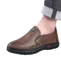 Mens Leather Shoes Slip on Soft Loafers Non Slip Breathable Driving Flats Spring Walking Office Work Shoes Mocassin Homme. 