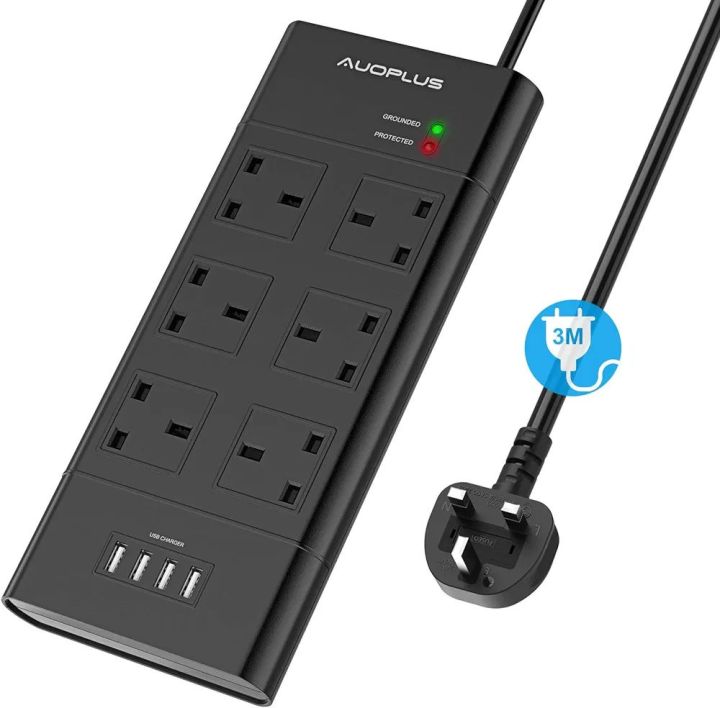 Auoplus 6outlet surge protector+4 USB Charger extension