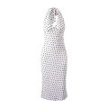 2024 Summer New Women's French European and American Wave Point Sleeveless Hanging Neck Printed Temperament Strap Dress. 