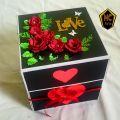 Explosion chocolate type design gift box , black red theme for loving one. 