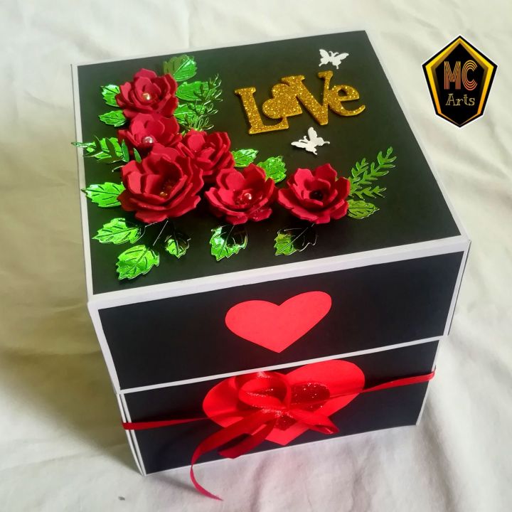 Explosion chocolate type design gift box , black red theme for loving one