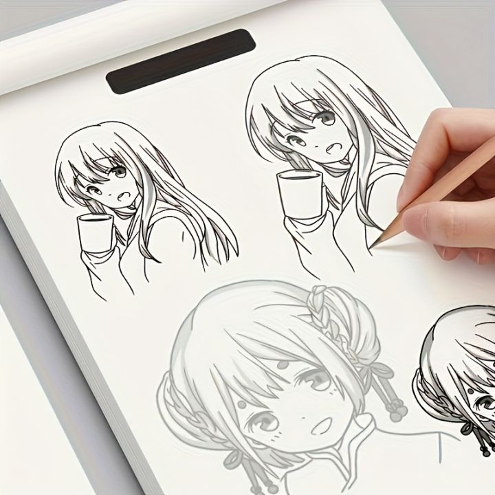 Anime Character Line Art Drawing Book for Beginners|48 Pages Sketchbook with Outlines|Ideal for cartoonists and cartoon stylists