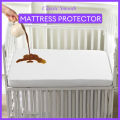 1pc Crib Mattress Protector Smooth Waterproof Mattress Cover Washable Anti Mites Bed Cover.