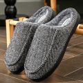 Luxury Woolen Slippers for Men With TPR Sole Memory Foam Platform Warm Soft Cushion Non Slip Plaid Design House Shoes. 