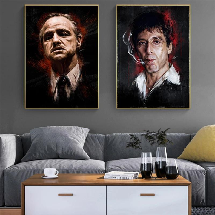 Tony Montana Scarface Canvas Painting Godfather Poster Print  Modern Wall Art Picture for Living Room Home Decor Frameless