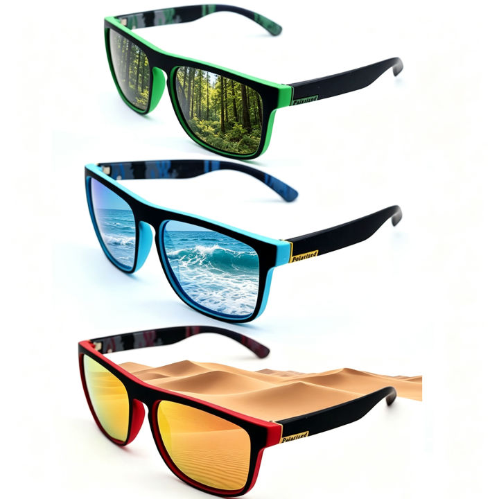 3/1PCS Fantasy Cool Classic Polarized Square Fashion Glasses For Men And Women Outdoor Sports Party Vacation Travel Driving Fish
