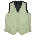 Sage Green Solid Floral Mens Suit Vests 4PC Woven Blue Waistcoat Tie Pocket Square Cufflinks Business Wedding Dress Waist Jacket. 