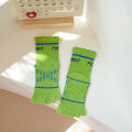 1 pair of four season children's new five finger socks, breathable and sweat absorbent elastic cotton mid tube socks with cute d. 