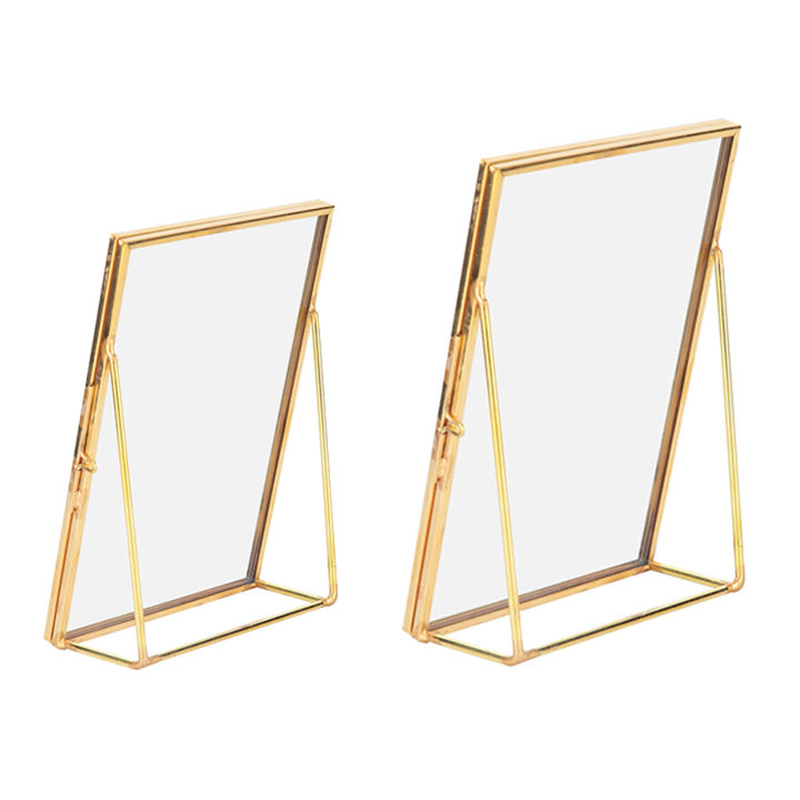 Desktop Photo Frame Vertical Standing Brass Glass Retro Photo Frame ...
