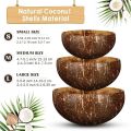 3 Sizes Natural Coconut Shell Bowl Coconut Bowl Wooden Bowls Light Food Container Fruit Salad Milkshake Dessert Bowl. 