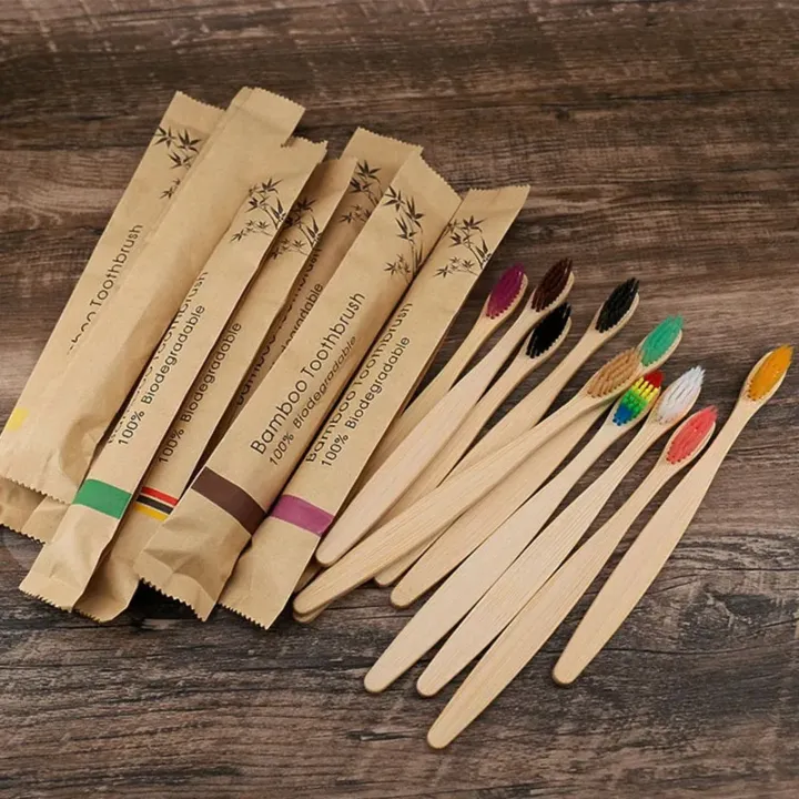 Bamboo Toothbrushes 5/10/12Pcs Eco Friendly Resuable Toothbrush Adult Wooden Soft Tooth Brush Cconvenient