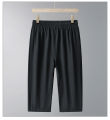 Men's Ice Silk Seven-Quarter Pants 2025 Summer Thin Riding Breeches Loose-Fit Quick-Drying Casual Solid Sports Mid-Waist Shorts. 
