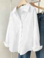 Swirlifits Oversized Cotton Button Down Shirt – Long Sleeve Casual Top – Soft Breathable Fabric. 