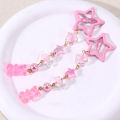 2Pcs Y2k Star Hair Clip Sweet Mini Flower Candy Plastic Bear Crystal Pendant Hairpin Headwear For Girl Metal Barrette Accesories.