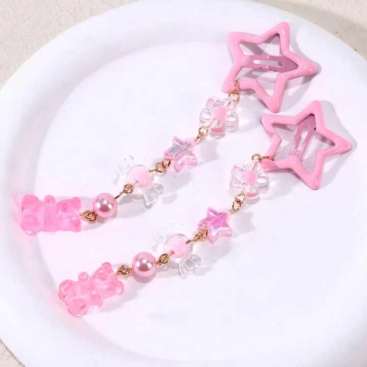 2Pcs%20Y2k%20Star%20Hair%20Clip%20Sweet%20Mini%20Flower%20Candy%20Plastic%20Bear%20Crystal%20Pendant%20Hairpin%20Headwear%20For%20Girl%20Metal%20Barrette%20Accesories%20-%20Image%206