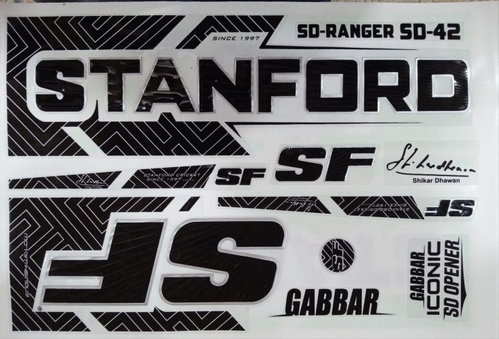 New 3D STANFORD GABBAR Full Black Edition For Cricket Bat Sticker