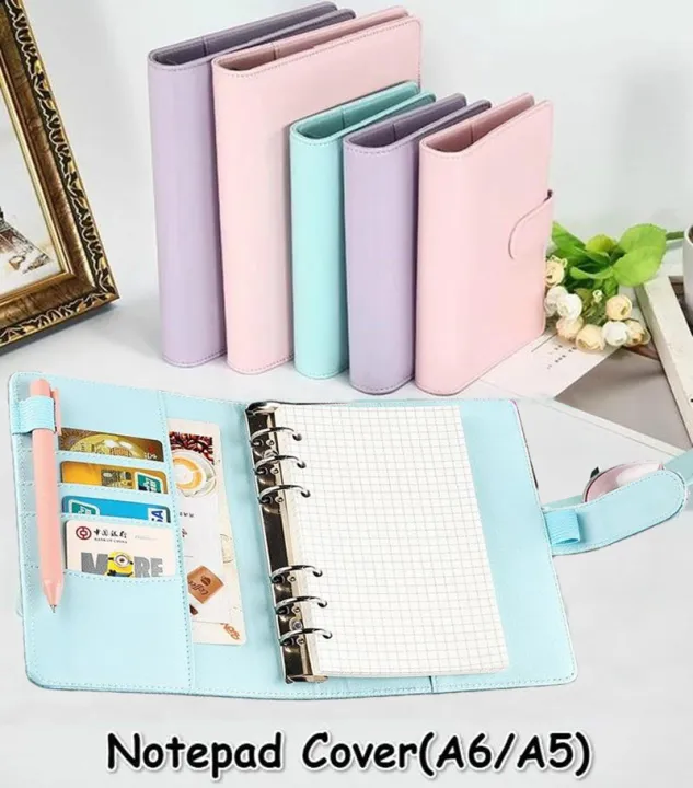 Macaroon%20Color%20A6/A5%20PU%20Leather%20DIY%20Binder%20Notebook%20Cover%20Diary%20Agenda%20Planner%20Paper%20Cover%20School%20Stationery%20-%20Image%202
