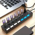 High Speed 4/7 Ports USB HUB 2.0 Adapter Expander Multi USB Splitter Multiple Extender with LED Lamp Switch for PC Laptop.