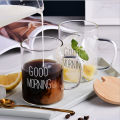 Good Morning Glass Mug Coffee Milk Breakfast Cup Tumbler with Handle Transparent Drinkware Household  for Children Set. 