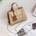 Trendy Fashion Women's Bbag New Personality Woven Handbag Temperament Kelly Bag Straw Woven Bag. 