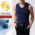 Mens Underwear 37° Heating Fiber Plus Velvet Seamless Vest Men's Winter Slim Warm Bottoming Shirt Men's Speed Thermal Underwear. 