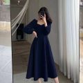 Long Puff Sleeve Solid Elegant Dress Women Clothing Wedding Guest New Year Women Fashion High Waist Slim Evening Party Dresses. 