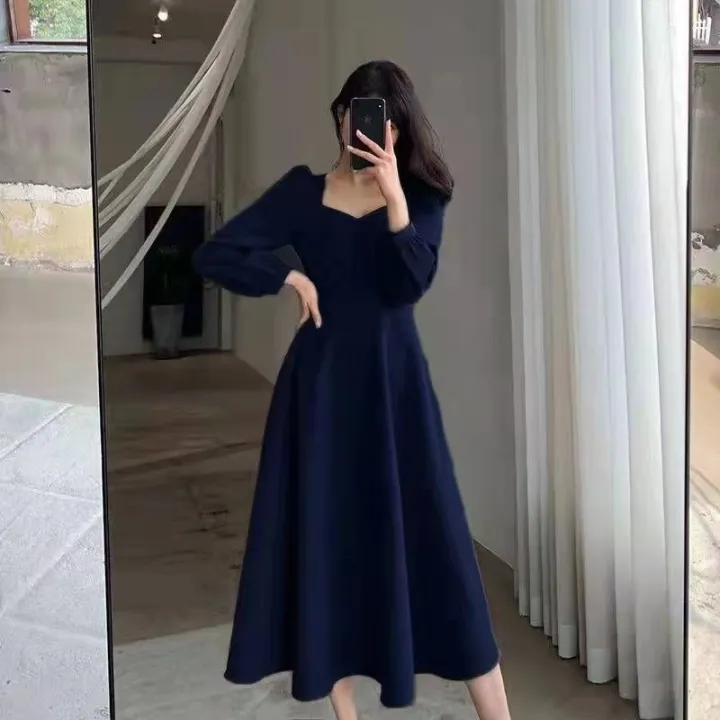 Long%20Puff%20Sleeve%20Solid%20Elegant%20Dress%20Women%20Clothing%20Wedding%20Guest%20New%20Year%20Women%20Fashion%20High%20Waist%20Slim%20Evening%20Party%20Dresses%20-%20Image%203
