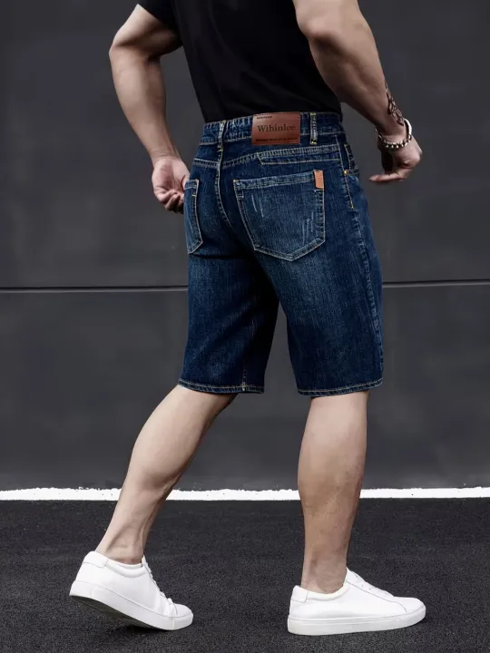 Wthinlee%20New%20Business%20Men's%20Jeans%20Casual%20Straight%20Stretch%20Fashion%20Classic%20Blue%20Black%20Men's%20Summer%20Denim%20Shorts%20Knee-Length%20-%20Image%202