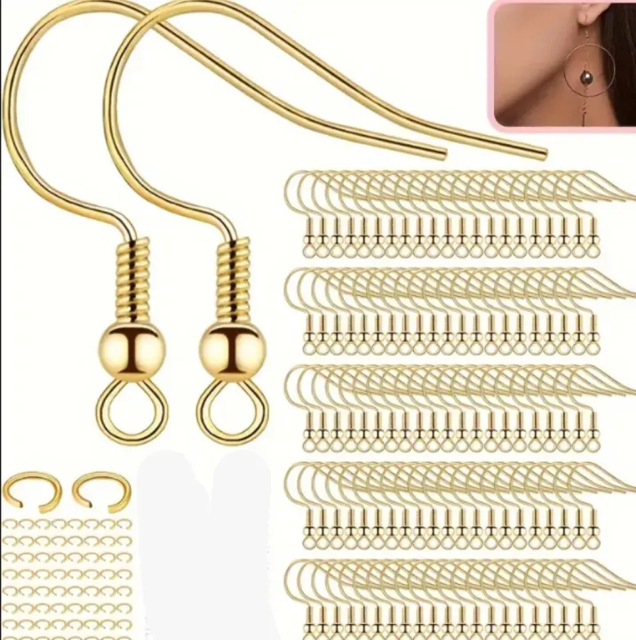 50/100 Pcs Earring Set Earring Hook + Open Jump Ring Set 4mm Single ...