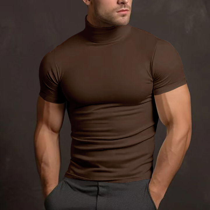 New%20Men's%20T-Shirt%20Sport%20Leisure%20Running%20Gym%20High%20Collar%20Shirt%20Training%20Elastic%20Quick%20Drying%20Short%20Sleeve%20T-Shirt%20Men%20Tight%20Tops%20-%20Image%203