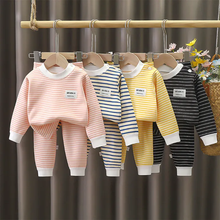 Baby%20Warm%20Clothing%20Set%20Fleece%20Lined%20Children%20Boys%20Girls%20Striped%20Underwear%20Sleepwear%20Set%20Ideal%20for%20Home%20Pajamas%20Autumn%20Winter%20-%20Image%202