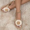 2024 New Linen Flower Decor Flip Flops Fashion Women Slides Flat Heel Outdoor Beach Summer Woman Slippers Ladies Shoes.