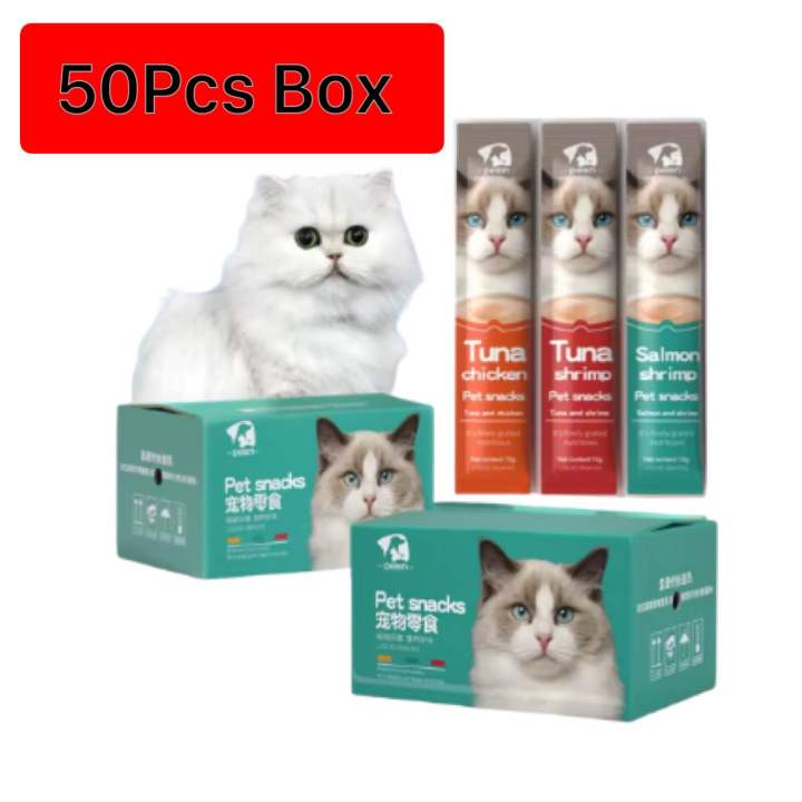 Pelen Cat Treats Tuna Chicken, Tuna Shrimp, Salmon Shrimp 15g X 50 Pcs ( 3 Flavors )