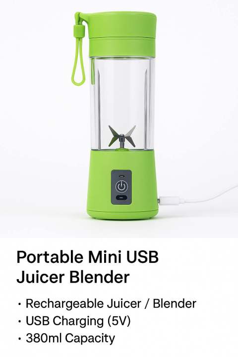 Portable Mini USB Juicer Blender – Rechargeable 380ml Bottle – 6 Blade ...