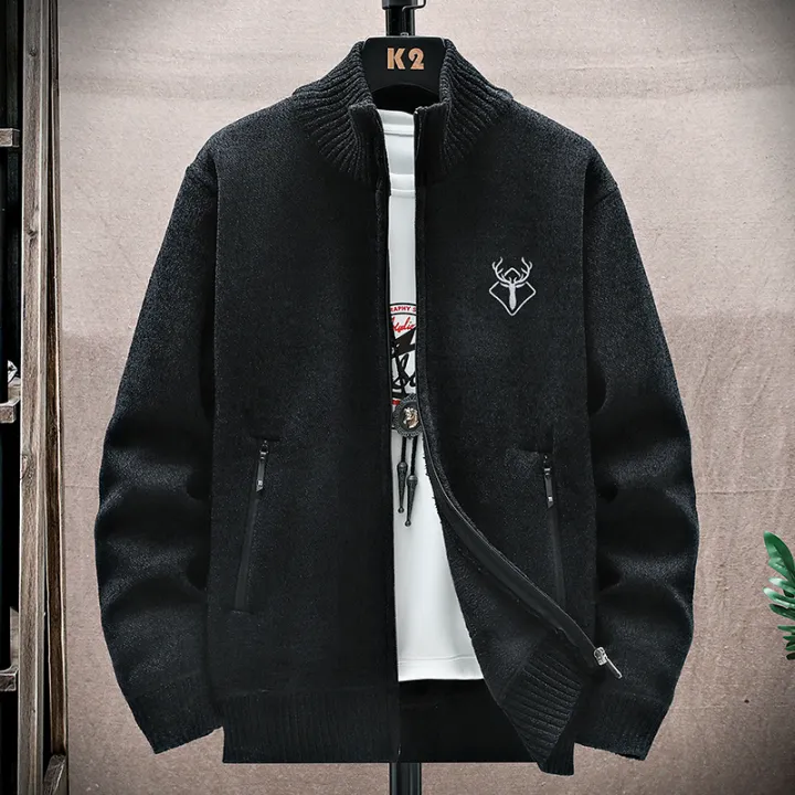 New%20Men's%20Fleece%20Cardigan%20Sweater%20Embroidery%20Casual%20Knit%20Sweater%20Jacket%20High%20Quality%20Male%20Autumn%20Winter%20Clothing%20-%20Image%203