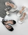 Women’s Fashion 3-Inch Striped Block Heel Sandals – Luxurious, Comfortable & Easy to Walk in for Bridal, Party, Office, and Every Function – Available in Black, White, and Beige. 