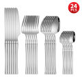 4/6/16/24pcs Stainless Steel Cutlery Small Waist Set Silver Luxury Cutlery Kitchen Items Include a Knife, Fork and Spoon. 