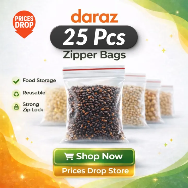 0.4 📦 25 Pcs Resealable Vacuum Air Tight Zip Lock Bags | Multi-Purpose ...