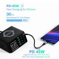 ASOMETECH 110W USB Type C Charger Wireless Charing Multi Ports Fast Phone Charger PD QC3.0 Quick Charge For iPhone 14 13 Xiaomi. 