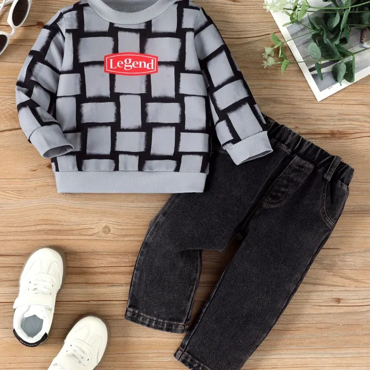 Boys'%20Trendy%20Checkered%20Sweatshirt%20+%20Vintage%20Washed%20Jeans%20Two-Piece%20Set%20-%20Image%207