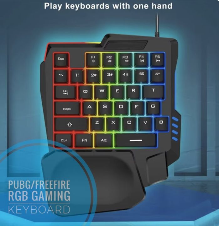 ONE HAND PUBG/FREEFIRE RGB Gaming Keyboard