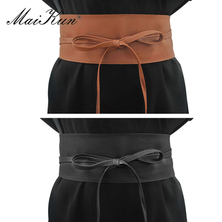 Boho%20Belt%20for%20Women%20Bowknot%20Faux%20Leather%20Wrap%20Around%20Obi%20Style%20Cinch%20Waistband%20Black%20Cummerbund%20Brown%20Women%20Belt%20-%20Image%203